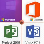Windows 10 Professional + Visio 2019 Professional + Project 2019 Professional + Office 2019 Professional Plus Premium Lizenz für 3 PC