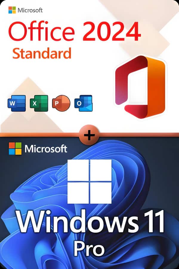Microsoft Office 2024 Standard + Microsoft Windows 11 Professional license for 3 devices
