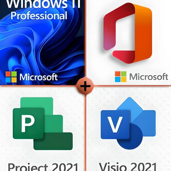 Microsoft Windows 11 Pro + Microsoft Project 2021 Pro + Microsoft Office 2021 Pro + Microsoft Visio 2021 Standard Premium license for 3 devices