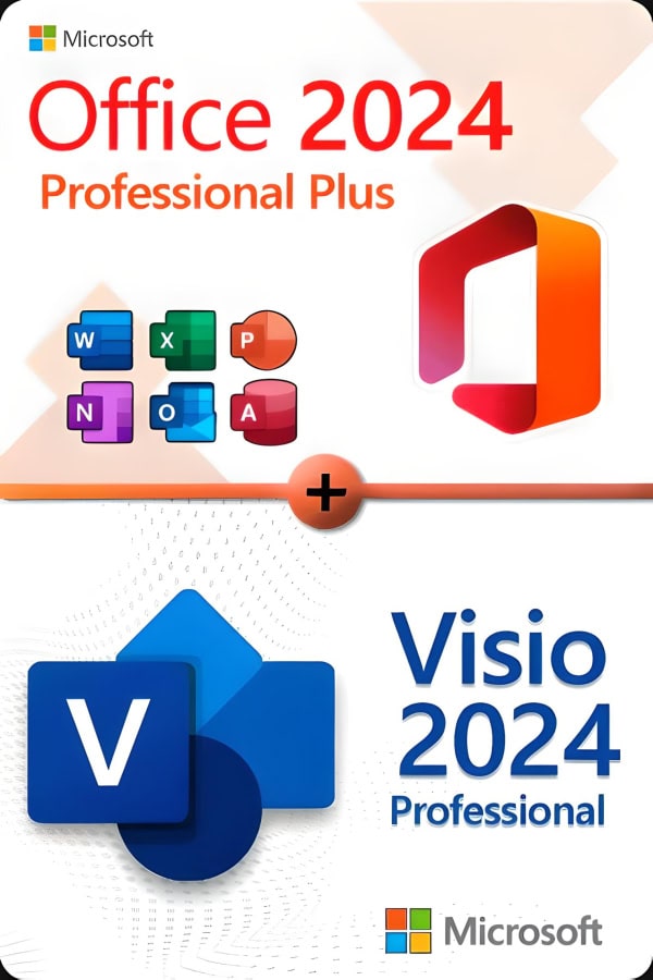 Microsoft Office 2024 Professional Plus + Microsoft Visio 2024 Professional license for 3 devices