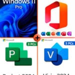 Microsoft Windows 11 Professional + Project 2024 Professional  + Office 2024 Professional  + Visio 2024 Professional Licens för 3 enheter