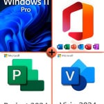 Microsoft Windows 11 Professional  + Microsoft Project 2024 Professional + Microsoft Office 2024 Professional Plus + Microsoft Visio 2024 Professional license for 3 devices