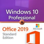 Microsoft Windows 10 Professional + Microsoft Office 2019 Standard License for 3 PC