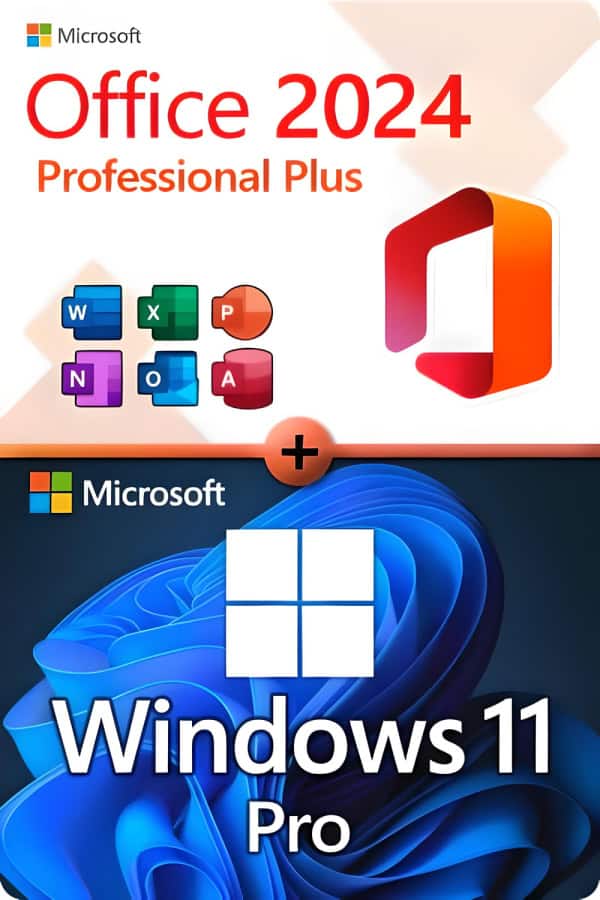 Microsoft Office 2024 Professional Plus + Microsoft Windows 11 Professional LICENSE FOR 3 DEVICES