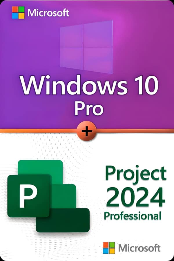 Microsoft Windows 10 Professional + Microsoft Project 2024 Professional license for 3 devices
