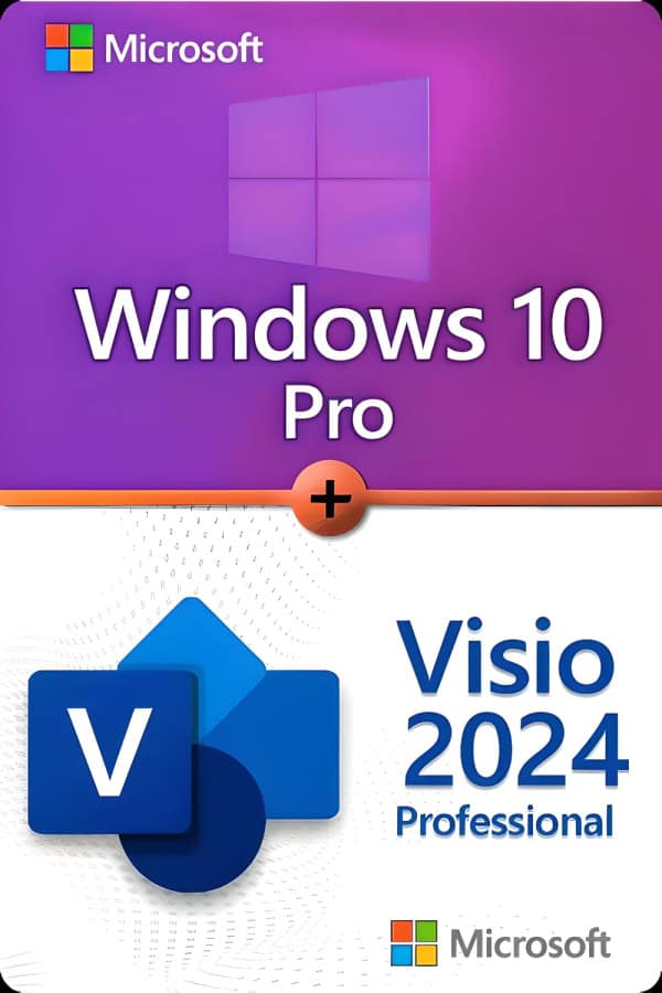 Microsoft Windows 10 Professional + Microsoft Visio 2024 Professional license for 3 devices